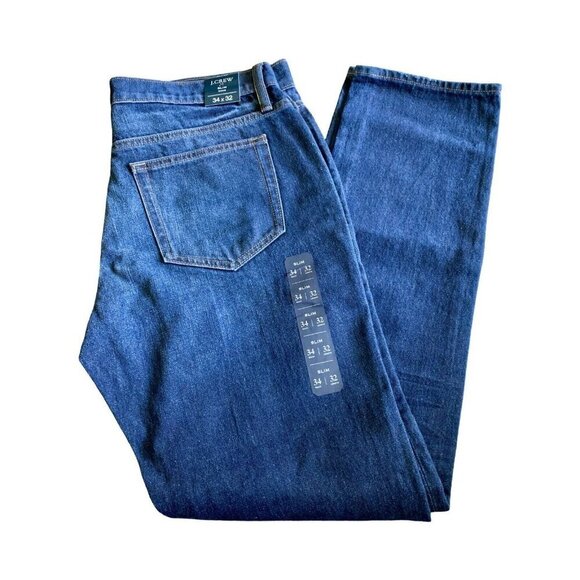 J. Crew Other - J. Crew Re-Imagined Slim Fit Rigid Dark Wash Blue Denim Jeans Men’s 34 X 32 New